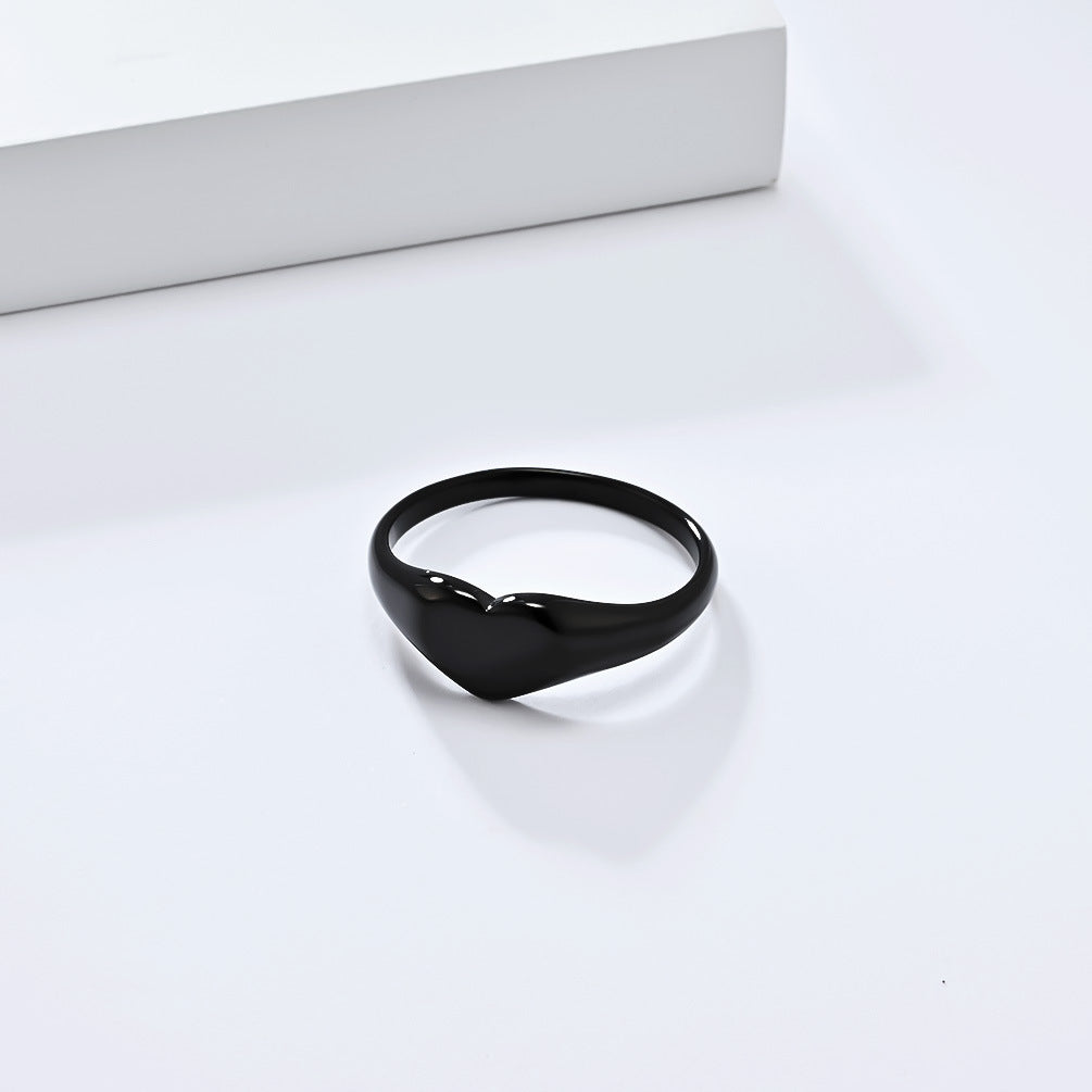 European And American French Love-Shaped Titanium Steel Ring
