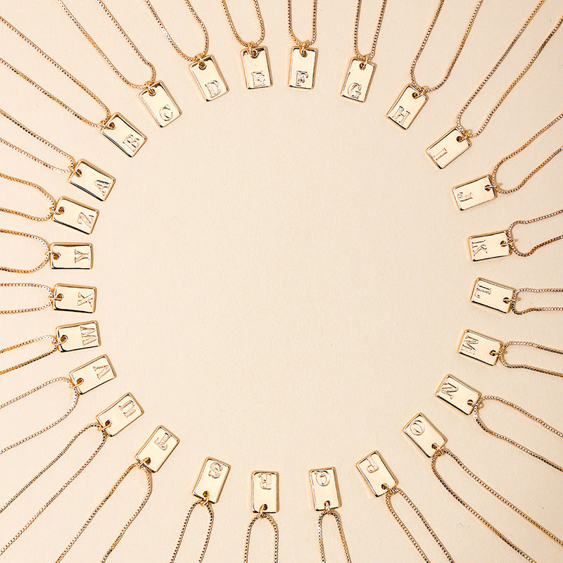 Chic Geometric Square Letter Pendant Necklace for Women