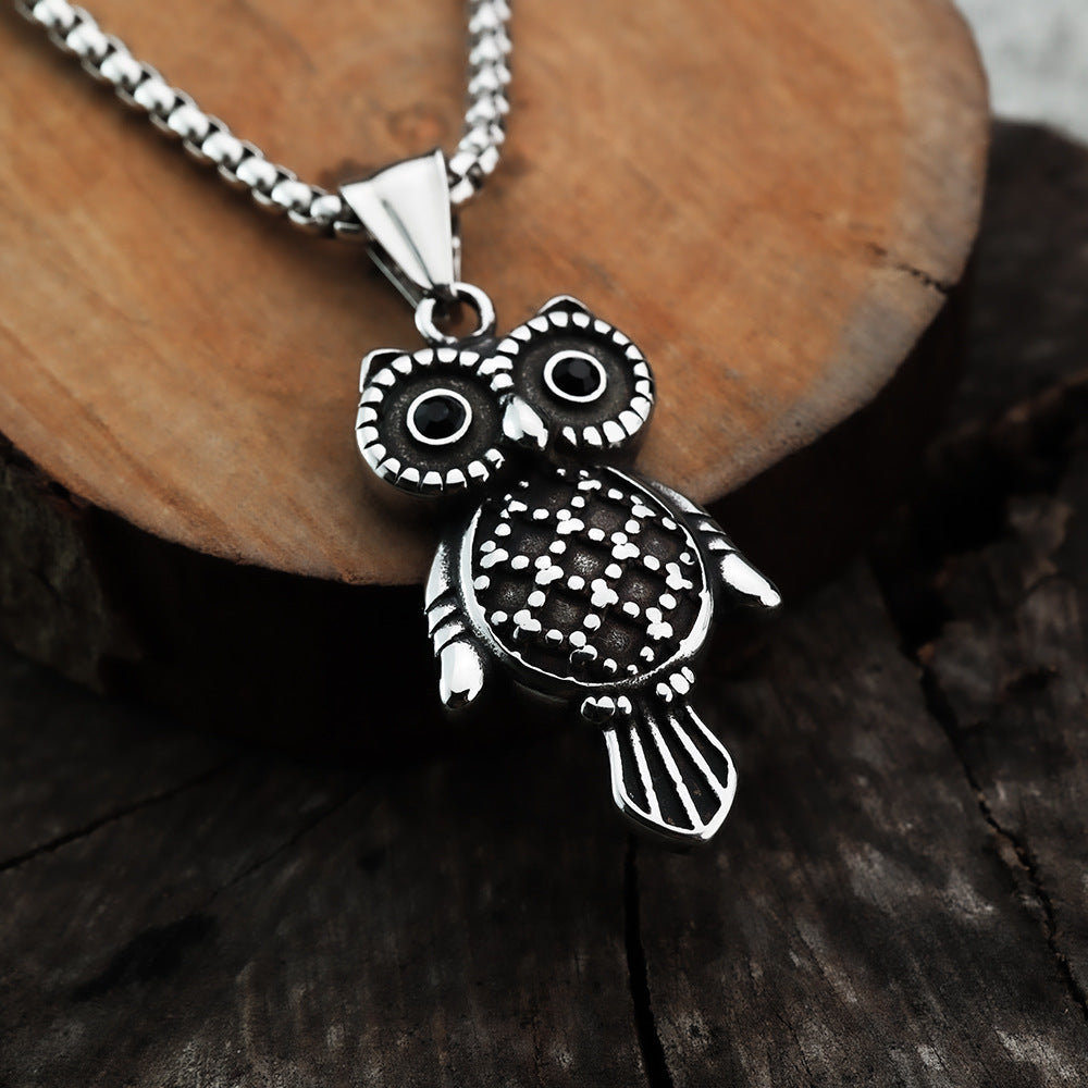 Punk Owl Stainless Steel Men's Pendant Necklace