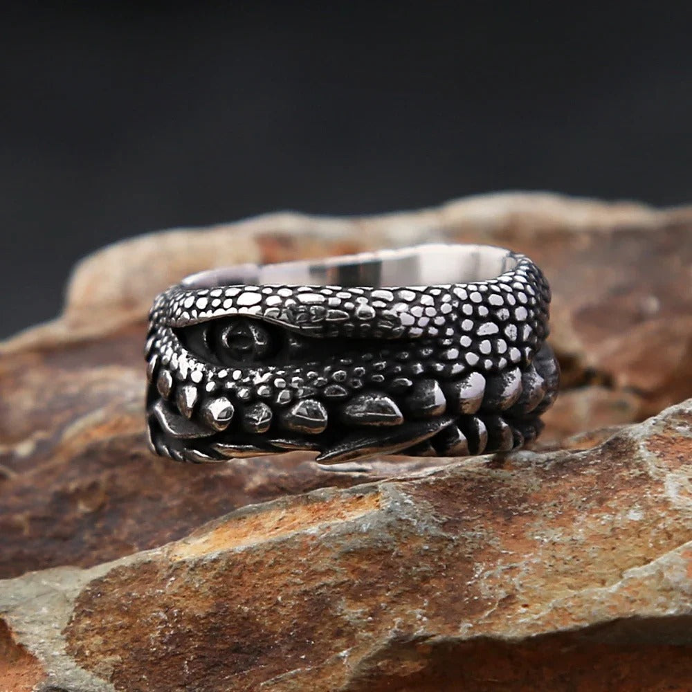 Punk Dragon Evil Eye Stainless Steel Men's Ring
