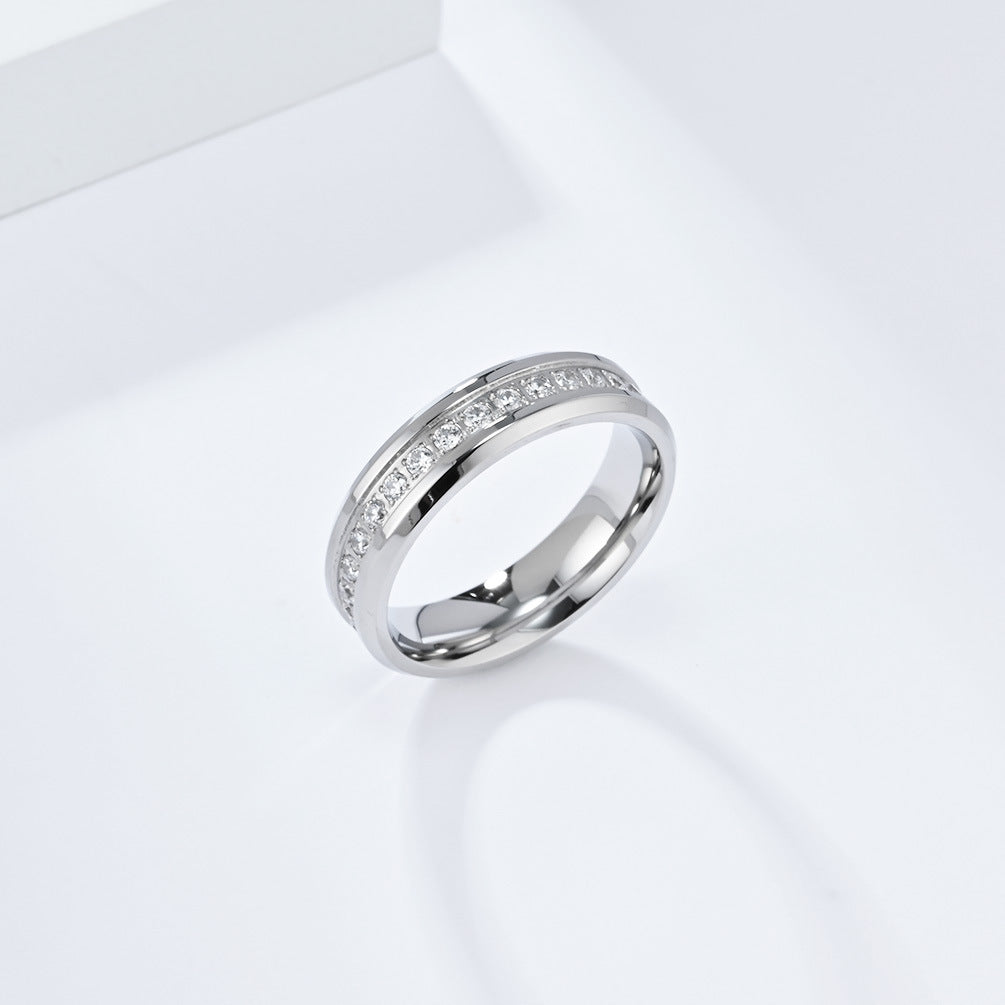 Planderful Everyday Genie Titanium Steel Zircon Ring for Couples - Elegant Wedding Proposal Jewelry for Men and Women