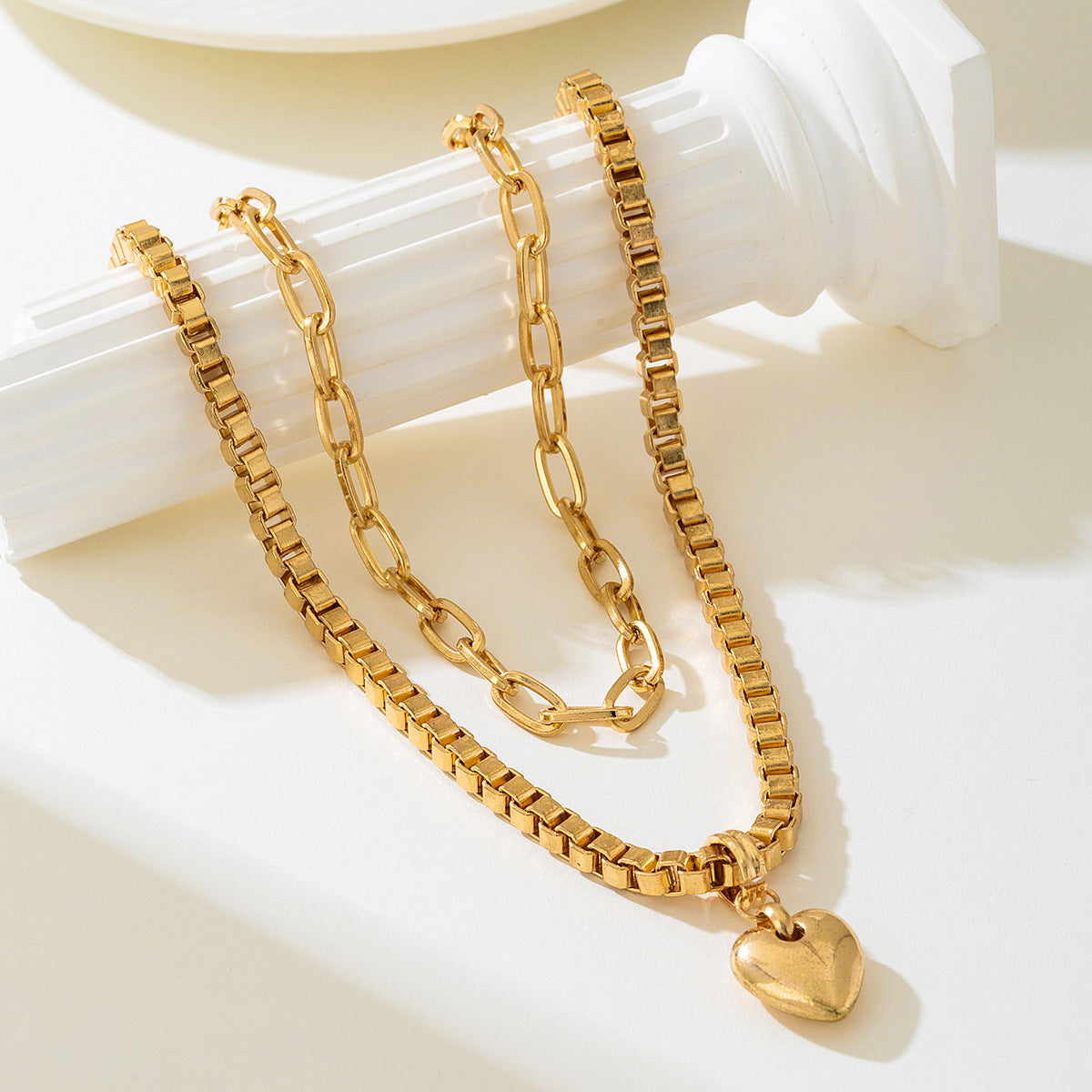 Planderful Vienna Verve Necklace – Stylish Double Stacked Cuban Metal Chain