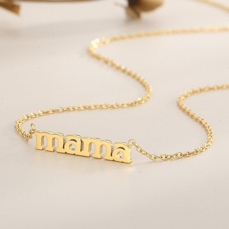 Source Factory 18k Gold Electroplated Stainless Steel Mama Letter Pendant Necklace Mother'S Day