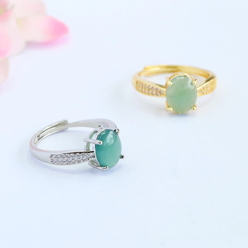 Blue-Water Jadeite Star Dew Ring