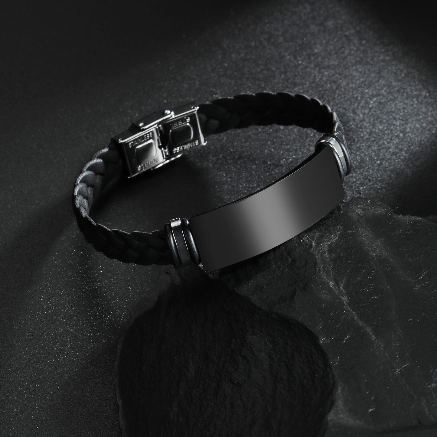 Planderful Everyday Genie Twist Woven Silicone Bracelet Stainless Steel Unisex Couple Protection Statement