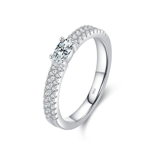 Stunning Sterling Silver Double-layer Zircon Ring for Sophisticated Women