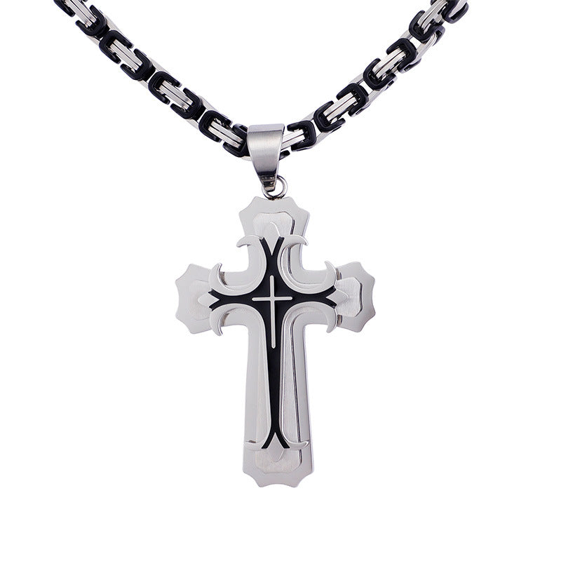 Planderful Men Cross Pendant Necklace Titanium Durable