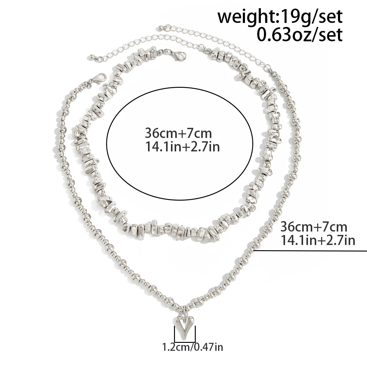 Irregular Heart Geometric Bead Necklace