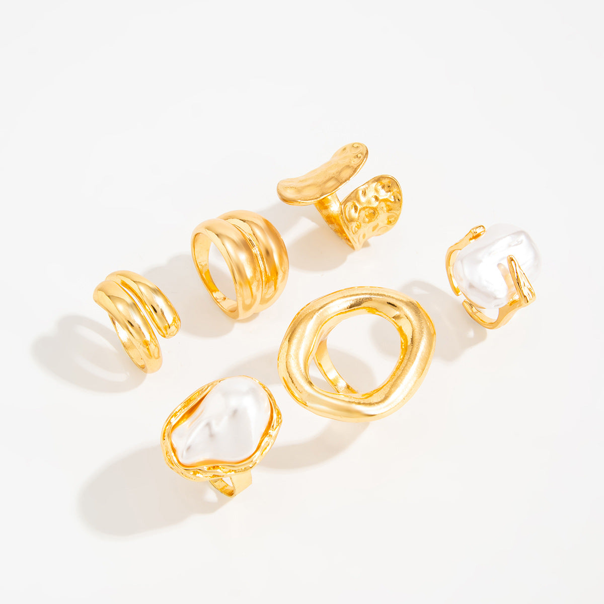 Planderful Vienna Verve Baroque Pearl Ring Geometric Stacking Statement Jewelry For Women