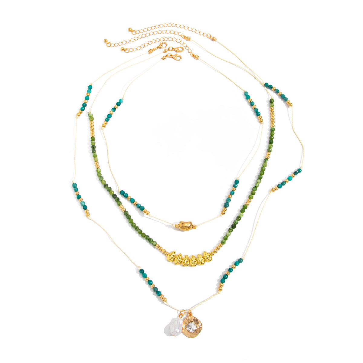 Western Wind Irregular Smudging Beaded Necklace Contrasting Baroque Pearl Stacking Necklace