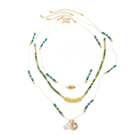Western Wind Irregular Smudging Beaded Necklace Contrasting Baroque Pearl Stacking Necklace
