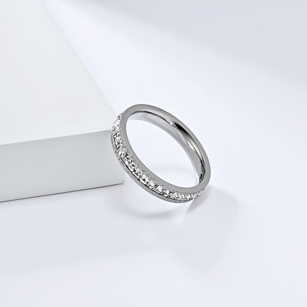 Planderful Korean Style Zircon Ring Gold Plated Titanium Steel For Women Luxurious Everyday Genie Jewelry
