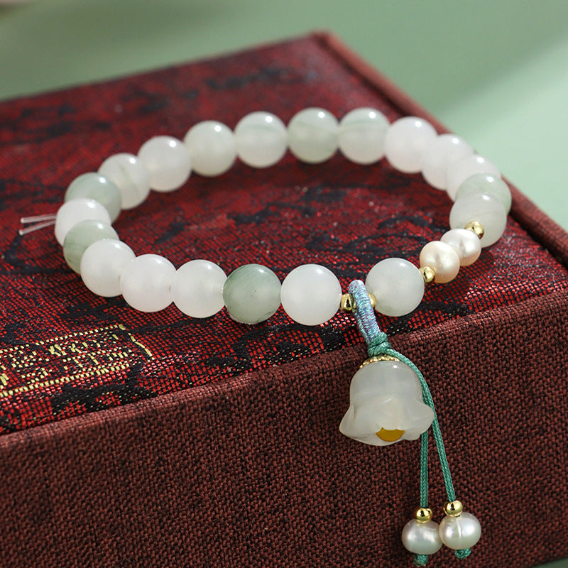 Freshwater Pearl Jade Pearl Lotus Bracelet