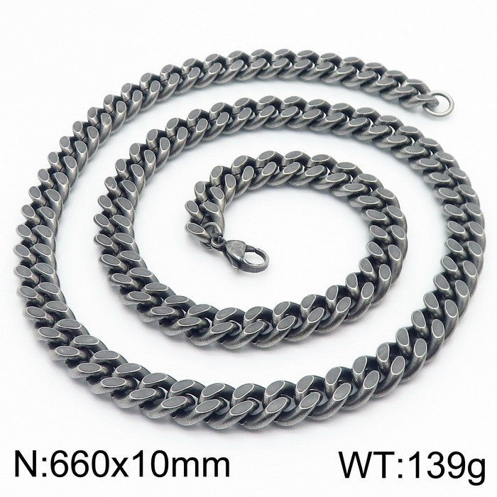 Planderful Men Stainless Steel Oxidized Button Necklace