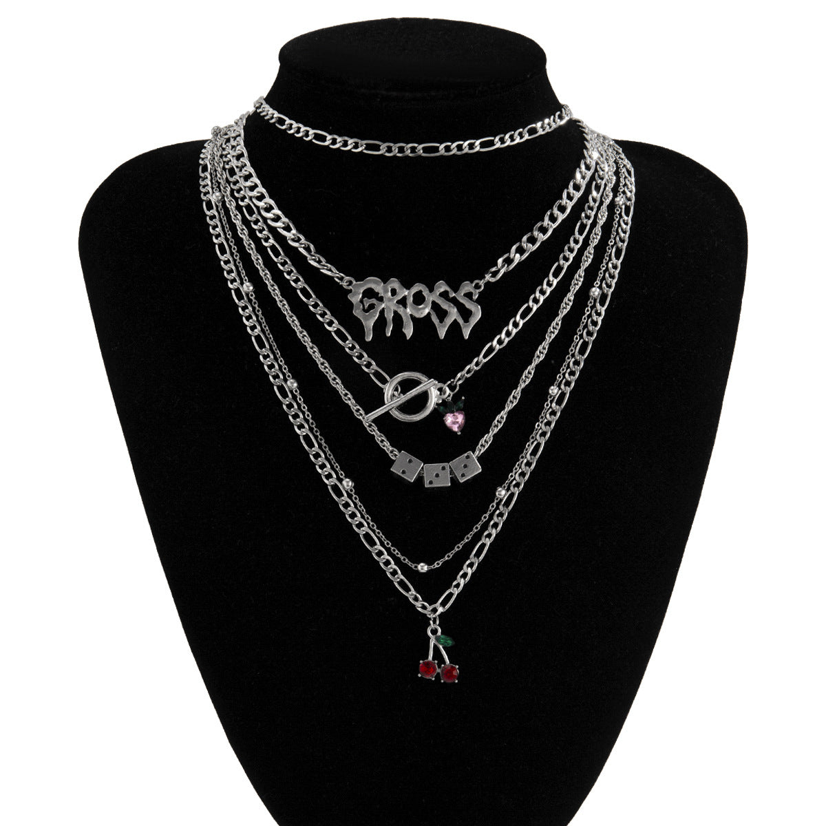 Planderful Vienna Verve Letter Dice Necklace For Women With Colorful Fruit Zircon Set Elegant Statement