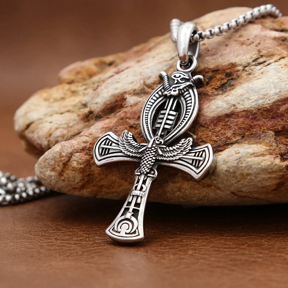 Eye of Horus Cross Stainless Steel Men's Pendant Necklace