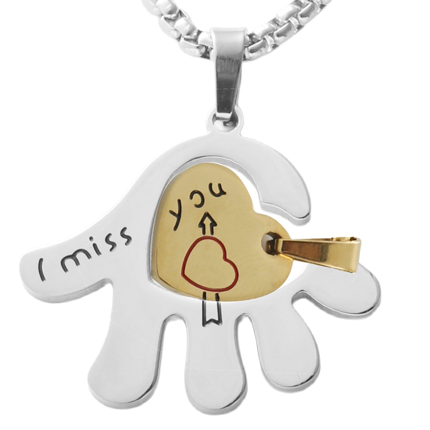 Stylish Titanium Steel Palm Pendant Necklace for Men - Personalized Retro Design for Couples