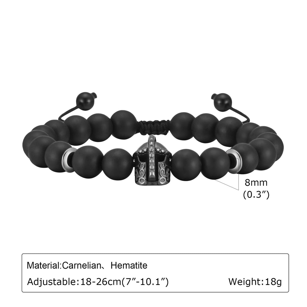 Braided Adjustable Black Stainless Steel Bracelet