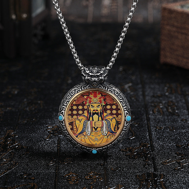 Steel Necklace – Vintage Chinese Dragon Buddha Inspired Pendant For Everyday Wear