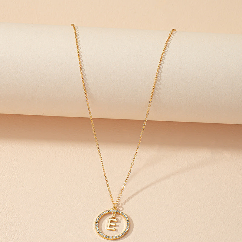 Cross-Border Design Sense Letter Necklace with European Charm