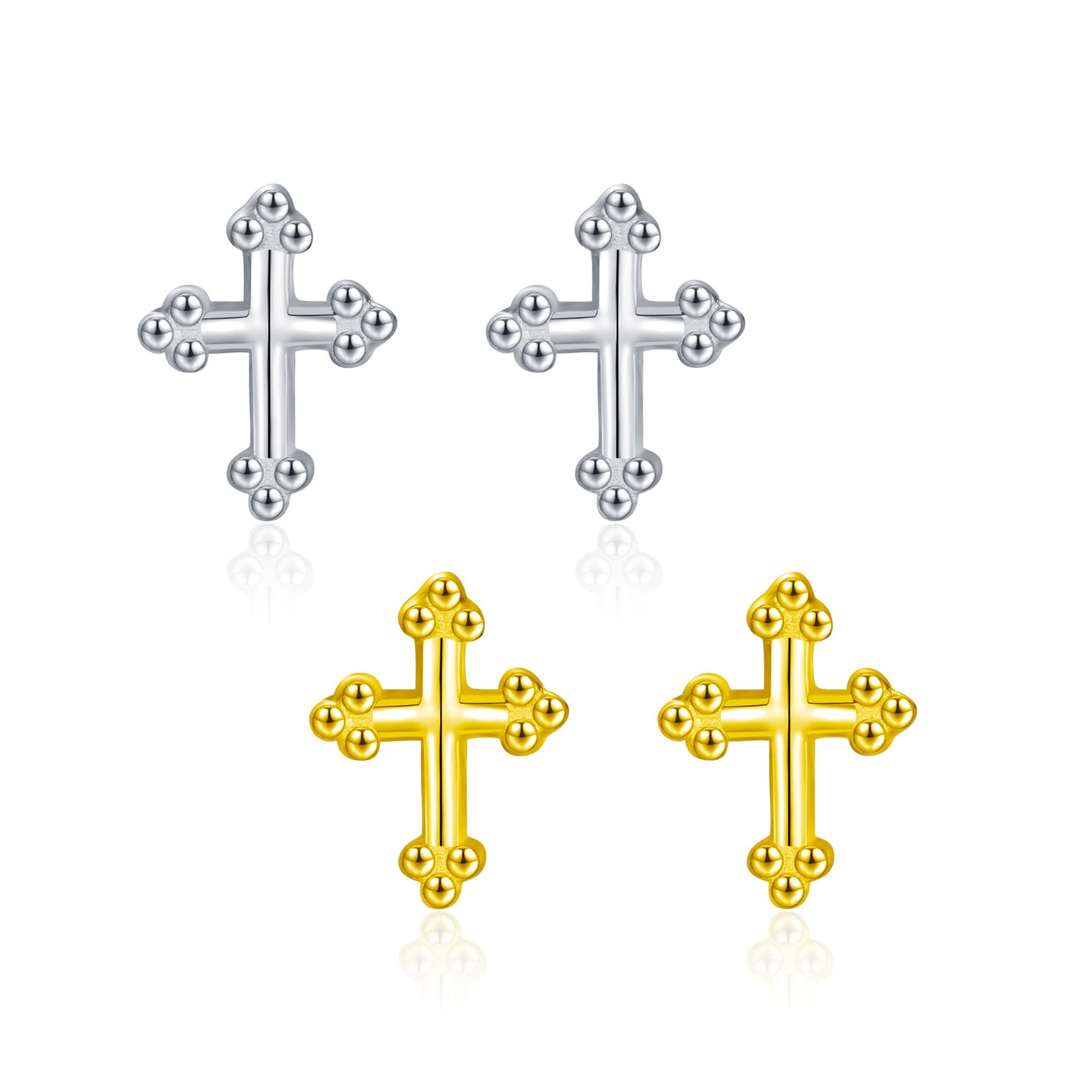 Planderful Everyday Genie Mini Cross Stud Earrings – Premium Sterling Silver Gender-Neutral Style