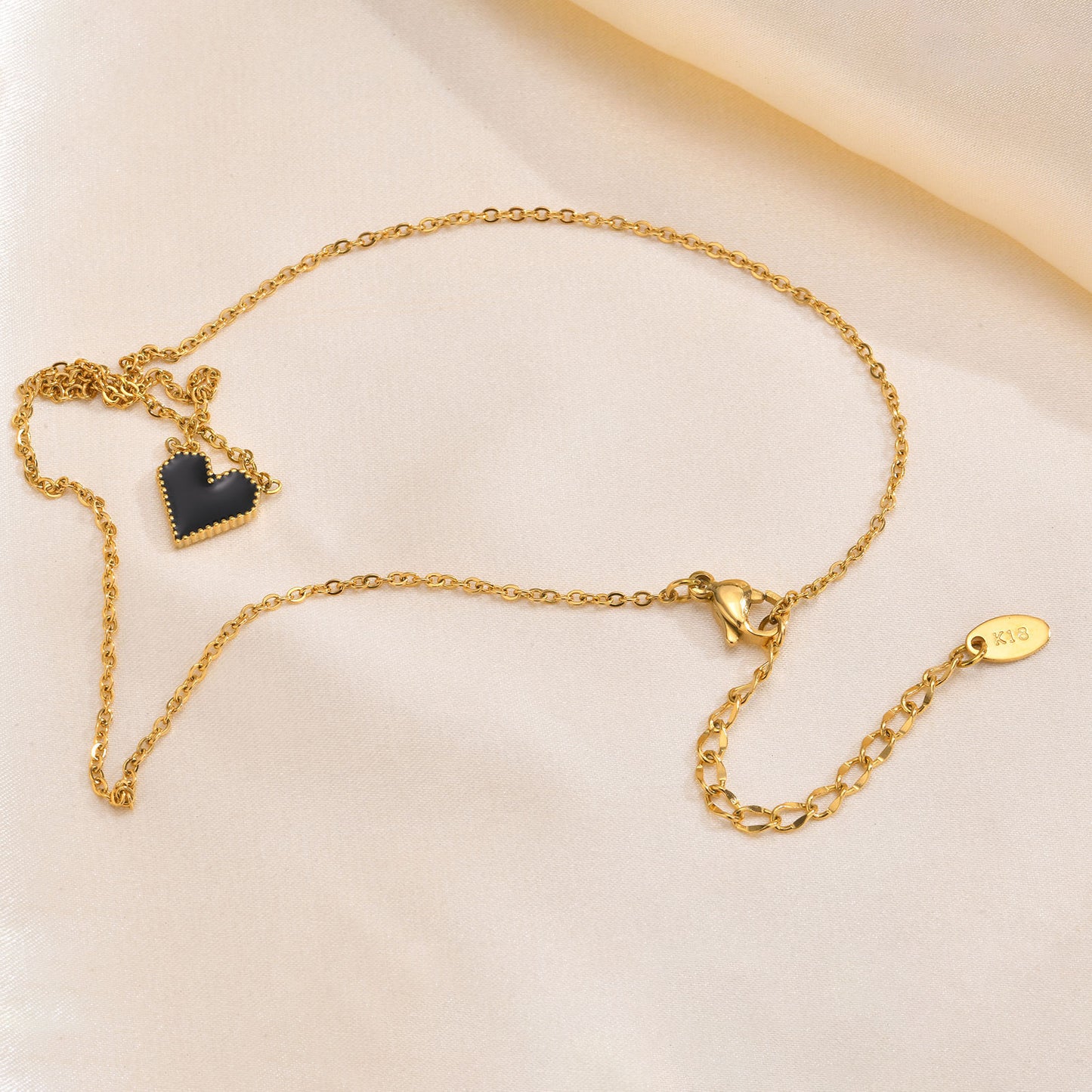 Stainless Steel Vinyl Heart-Shaped Gold Necklace For Women
