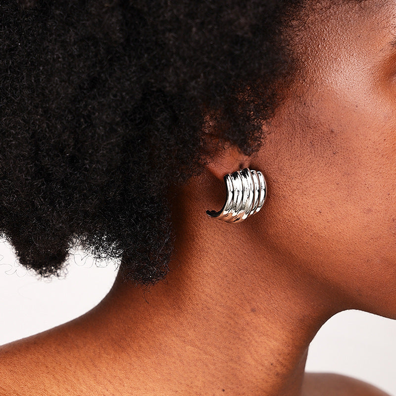 Geometric Metallic Punk Earrings for Women - Vienna Verve Collection