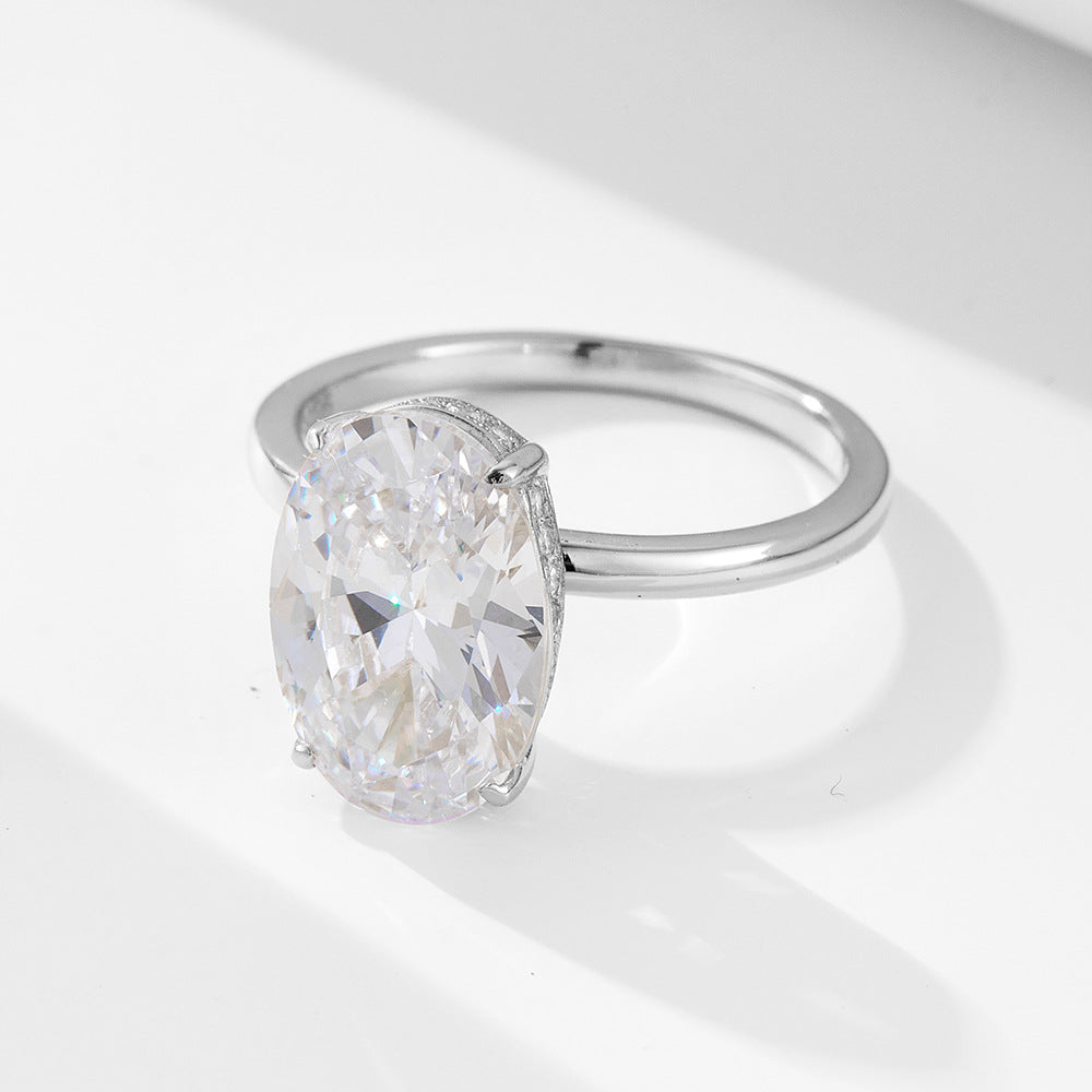 S925 Sterling Silver 8 12 Oval Zircon Ring High-Quality Ring