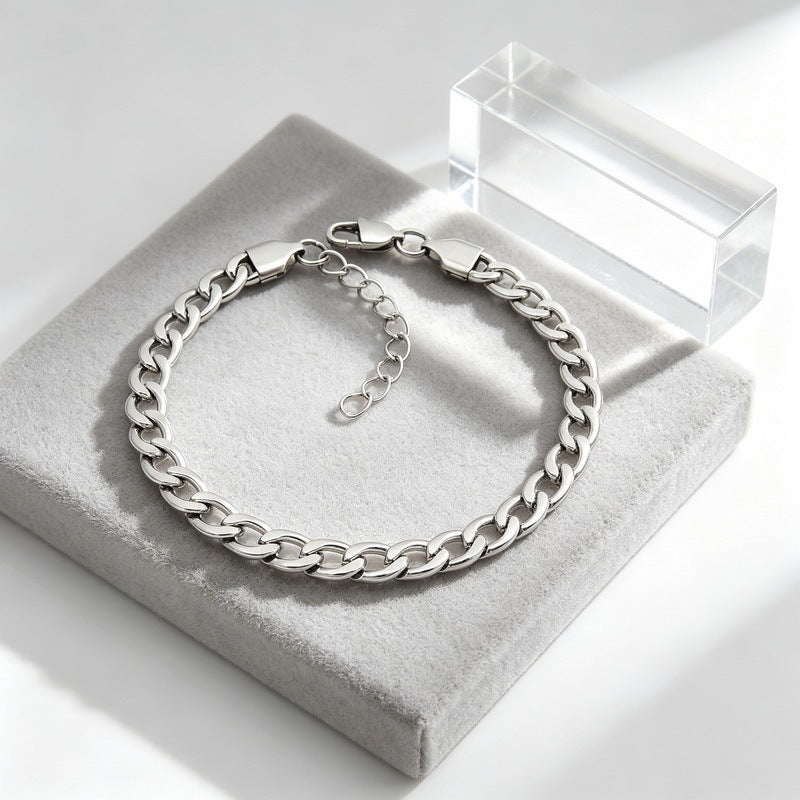 Minimalist Figaro Chain Stainless Steel Bracelet – Unisex Nk Chain Adjustable Handmade