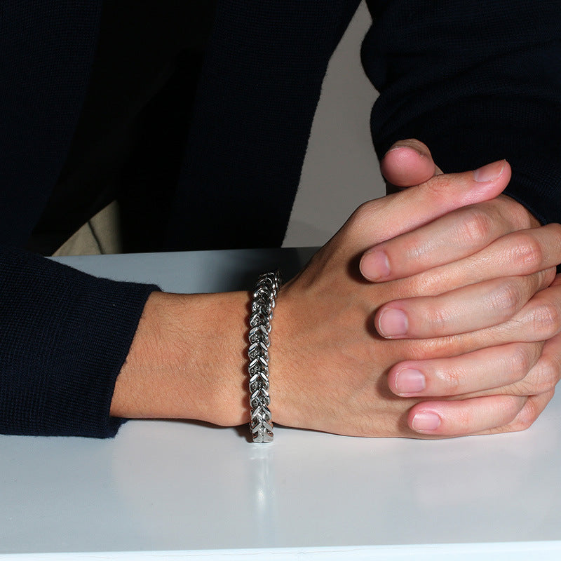 Trendy Fashion Stainless Steel Keel Chain Bracelet Steel Men's Jewelry Factory Spot