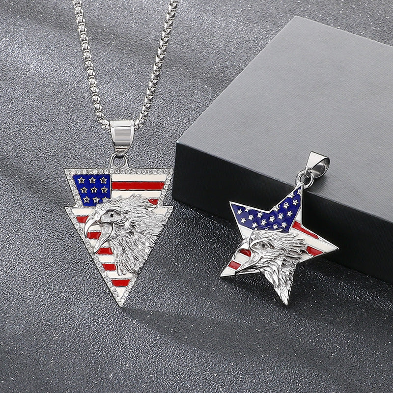 Planderful Eagle Pendant For Men Dripping Oil Pentagram