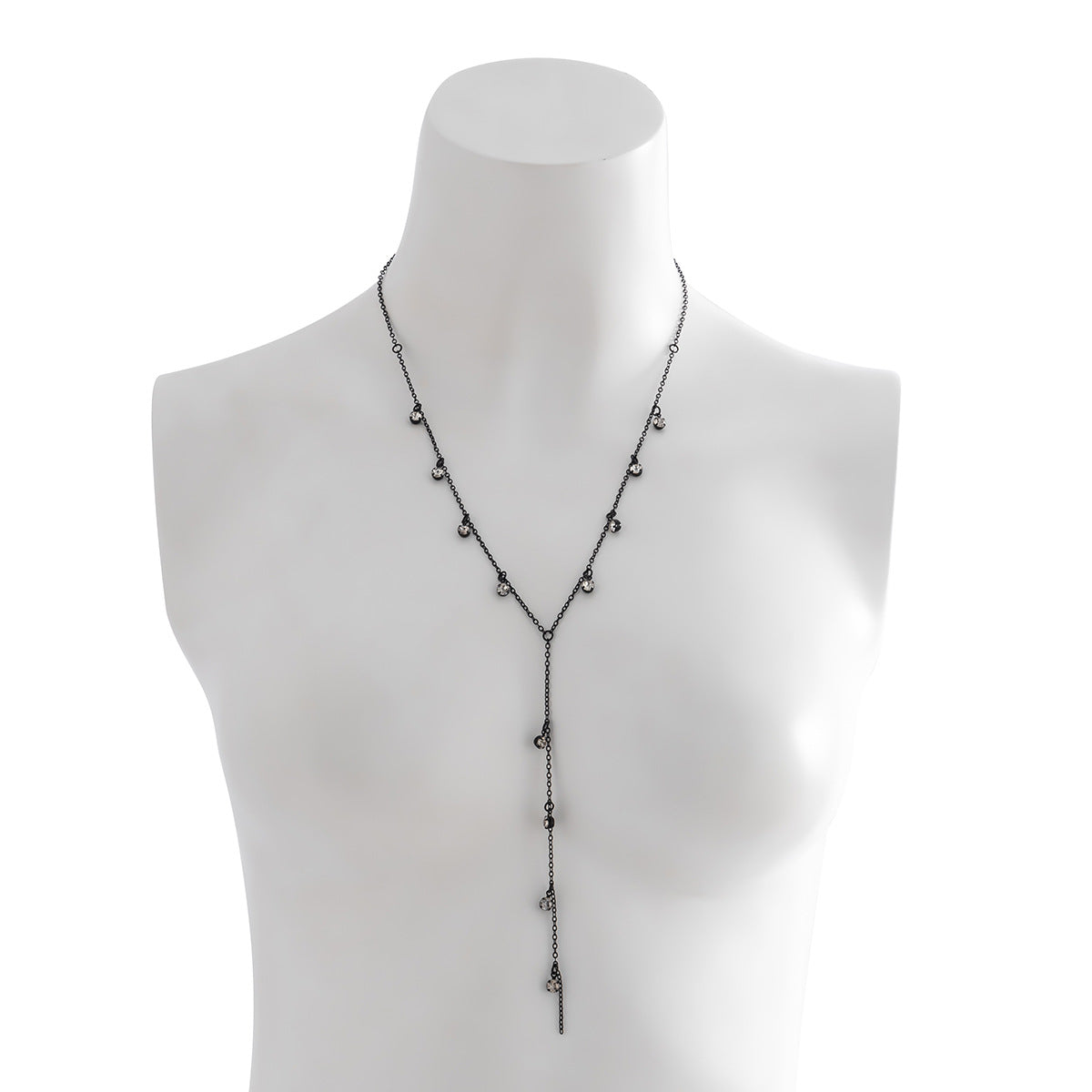 European and American Style Fashion Necklace with Y-Shaped Tassel and Rhinestone Detail