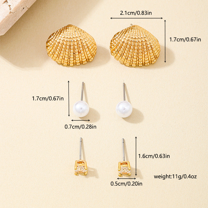 Planderful Vienna Verve Earrings – Ocean-Inspired Metal and Zircon Design