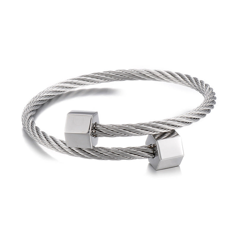 Hexagonal Open Elastic Bracelet – Men's Titanium Steel Winding Geometric Weiya Bracelet