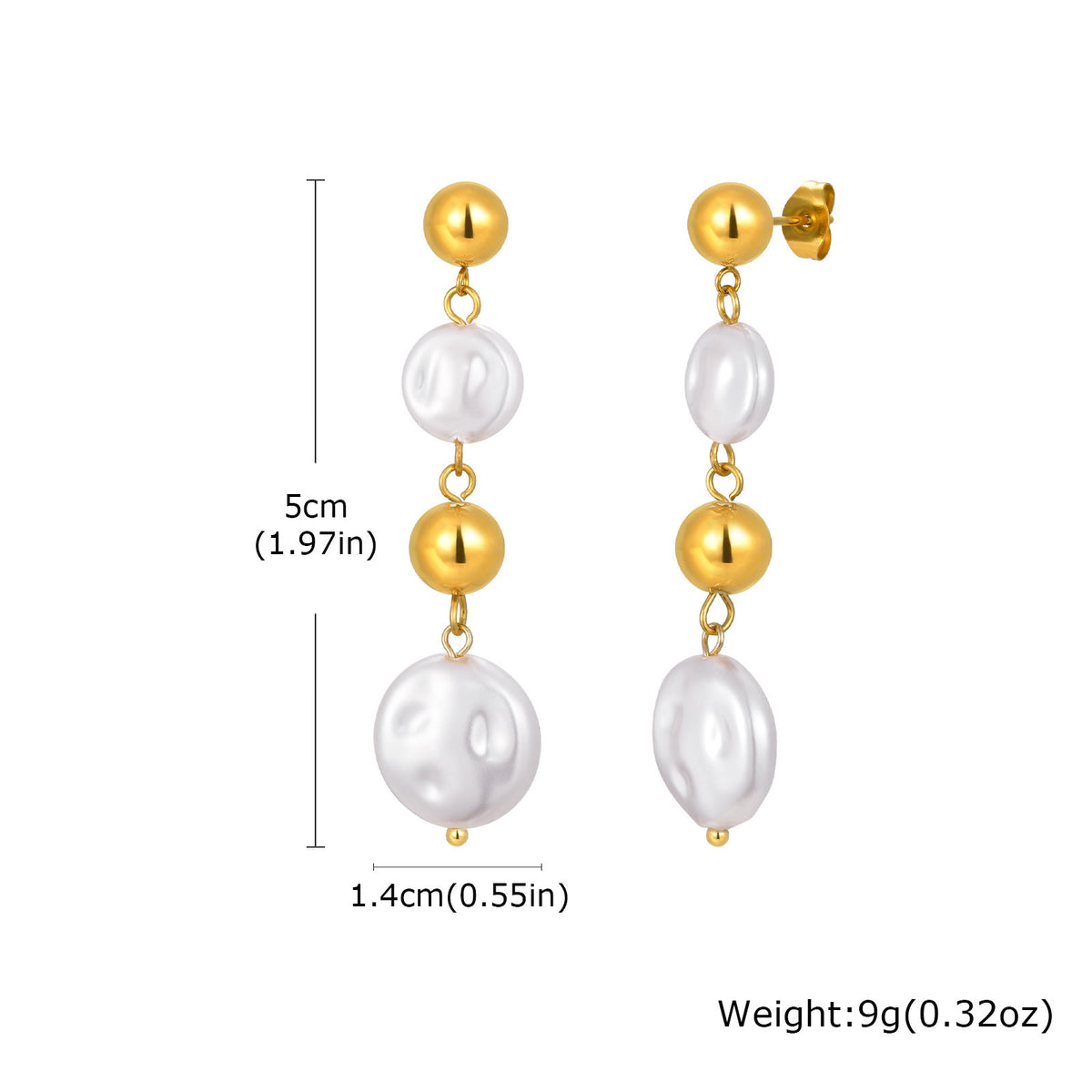 Stainless Steel Pearl Earrings