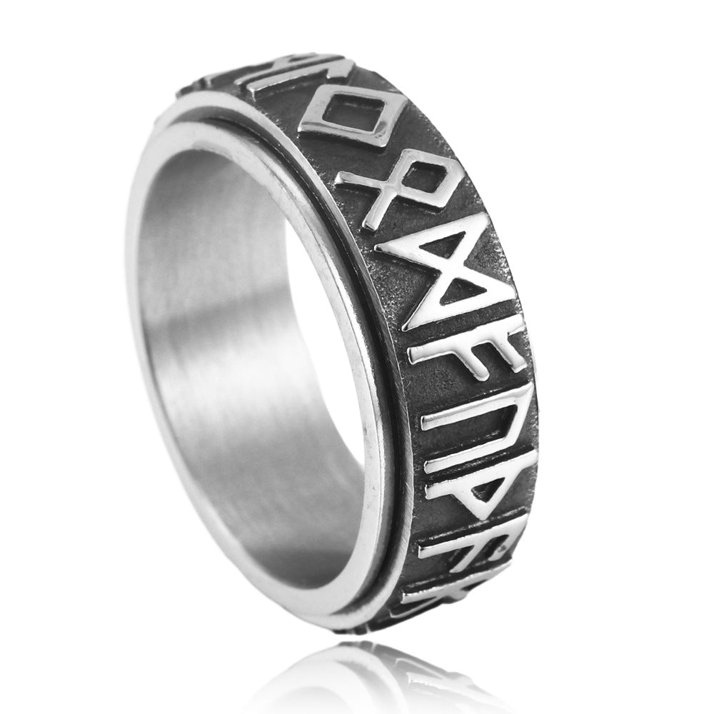 Men's Retro Titanium Steel Rotating Ring - Unique Stainless Steel Design for Personal Style