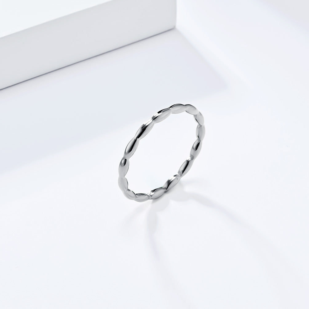 INS Simple French Series Water Drop Titanium Steel Ring for Women