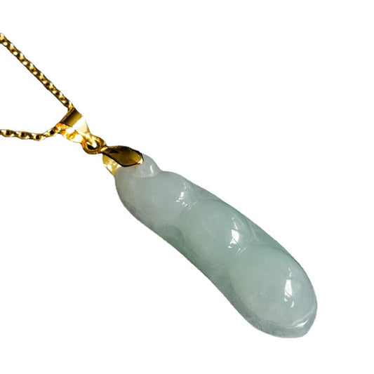 Jade Necklace with Lucky Four Kidney Beans Pendant