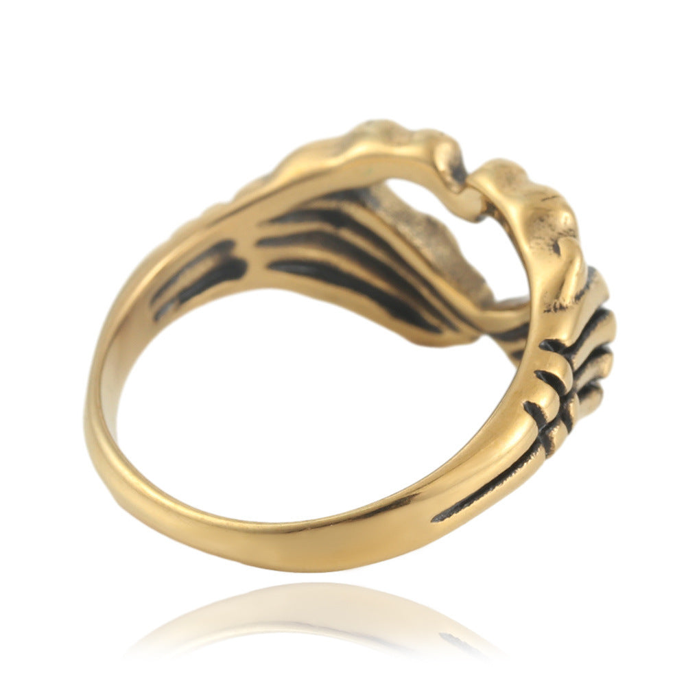 Trendy Titanium Steel Skull Ring for Men - Retro Stainless Steel Hand Accessory