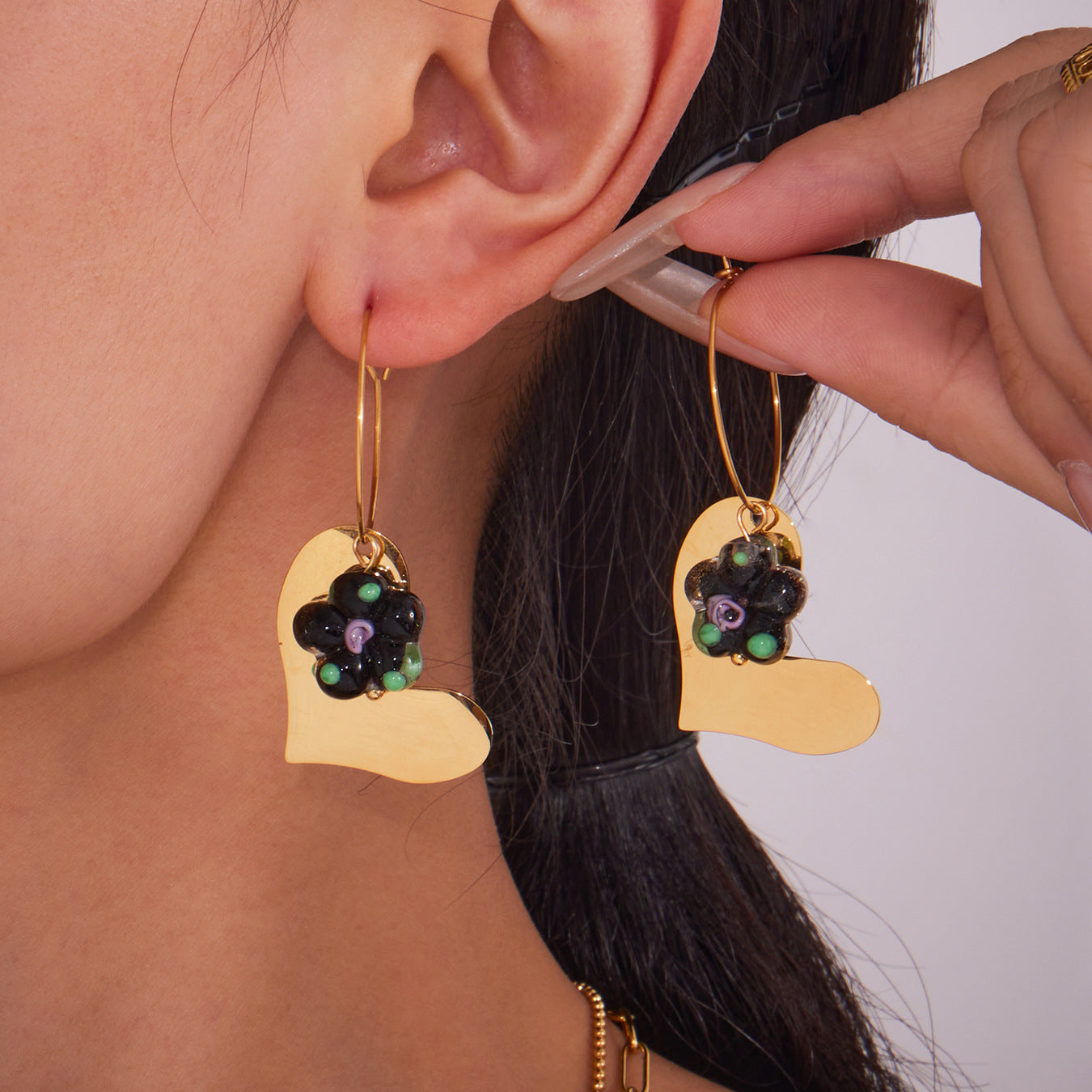 Planderful Resin Flower Earrings 18K Gold Plated Women
