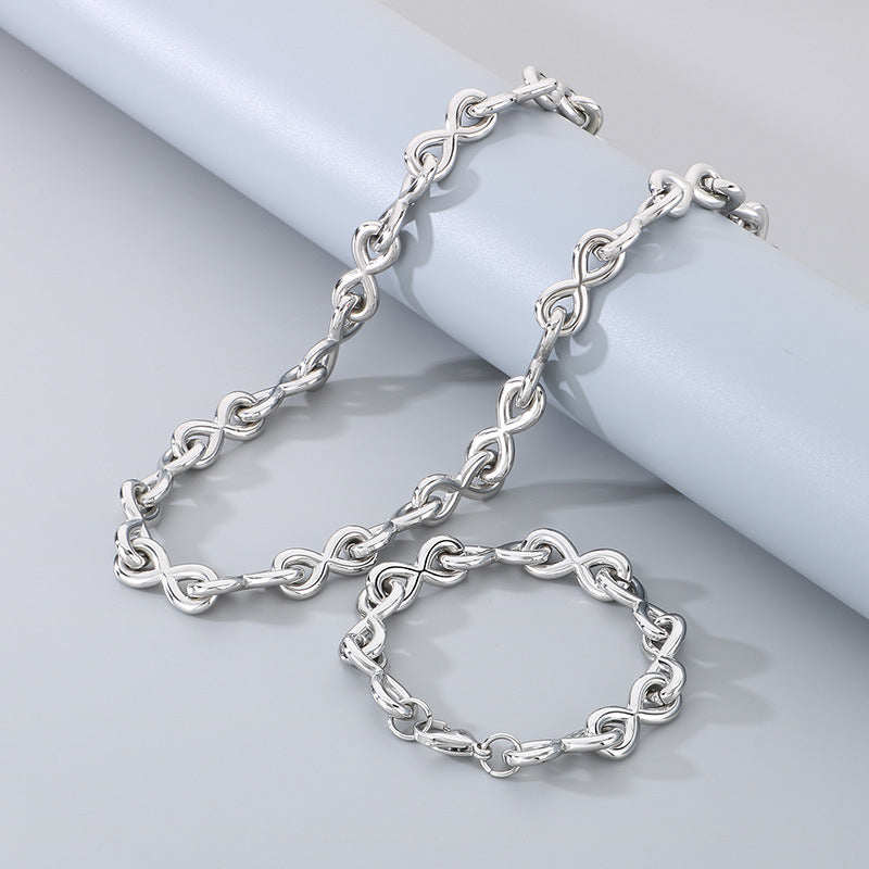 New Fashionable 8 Shape Bracelet And Infinity Necklace Set