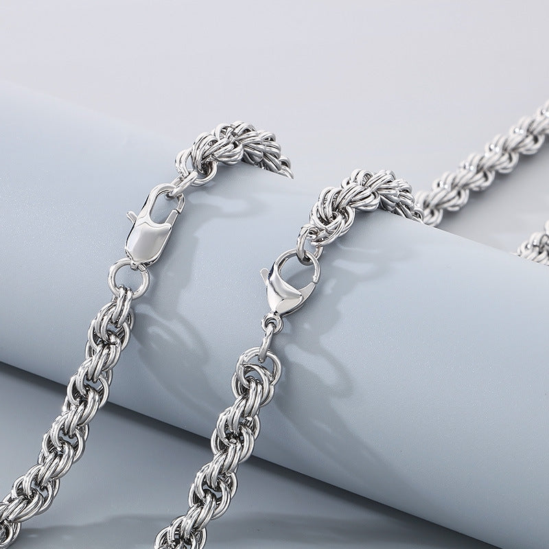 Mens Stainless Steel Twist Circle Necklace Jewelry Style