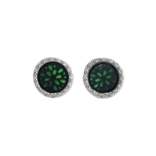 Round Natural Jadeite and Sterling Silver Earrings