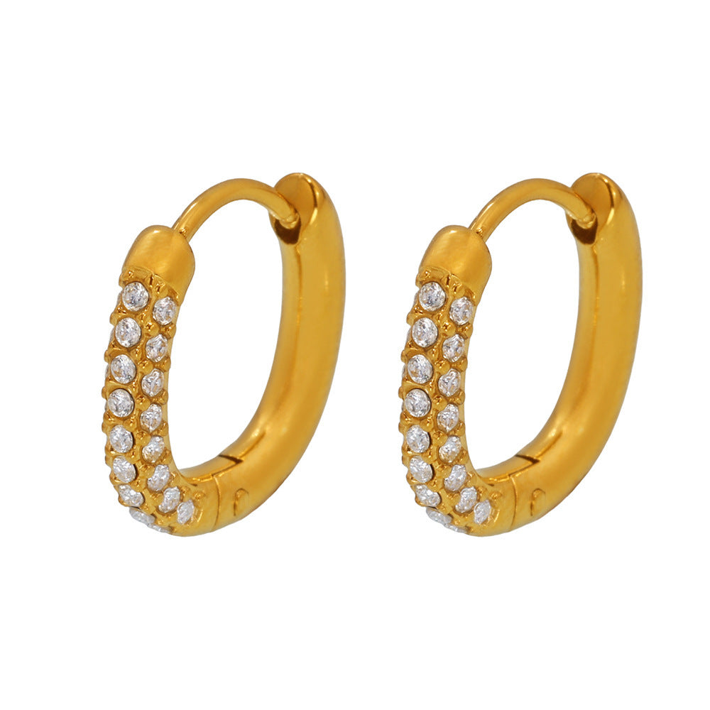 Planderful Stainless Steel Zircon Earrings 14mm For Women