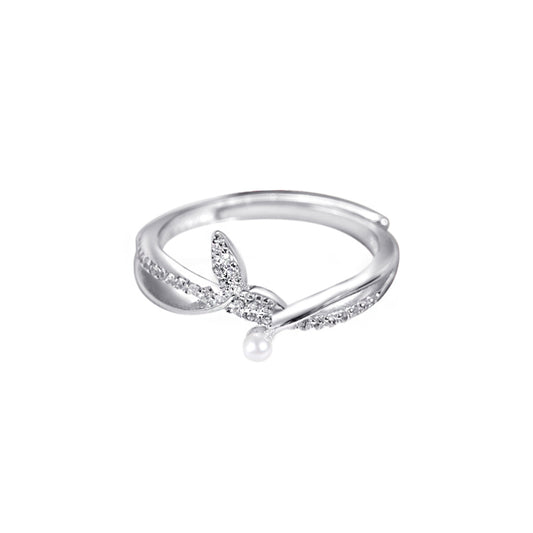 S925 Sterling Silver Freshwater Pearl Mermaid Tail Ring — Adjustable