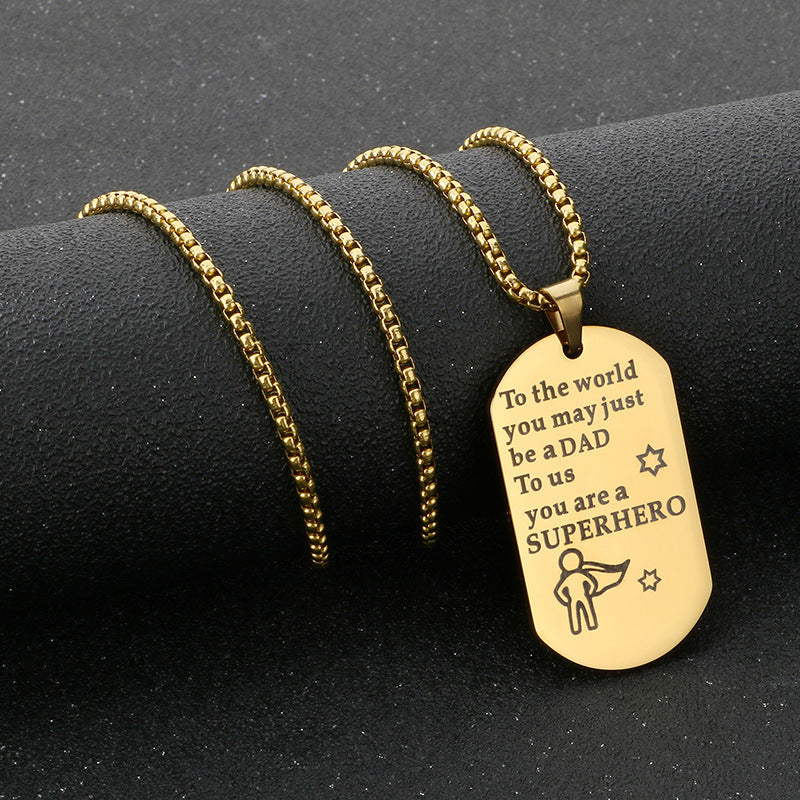 Planderful Dad Pendant Stainless Steel Engraved For Men
