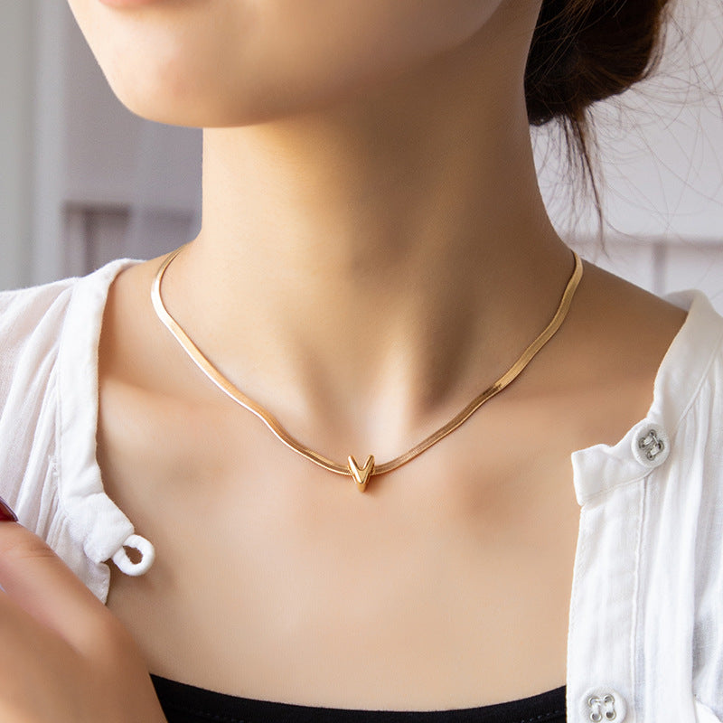 Trendy lowercase letter charm necklace with electroplated alloy chain - Vienna Verve Collection