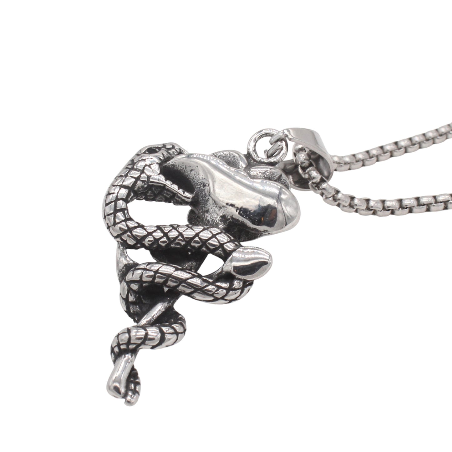 Planderful Jewelry Titanium Steel Snake Pendant For Men With Rose Motif Personalized European Style