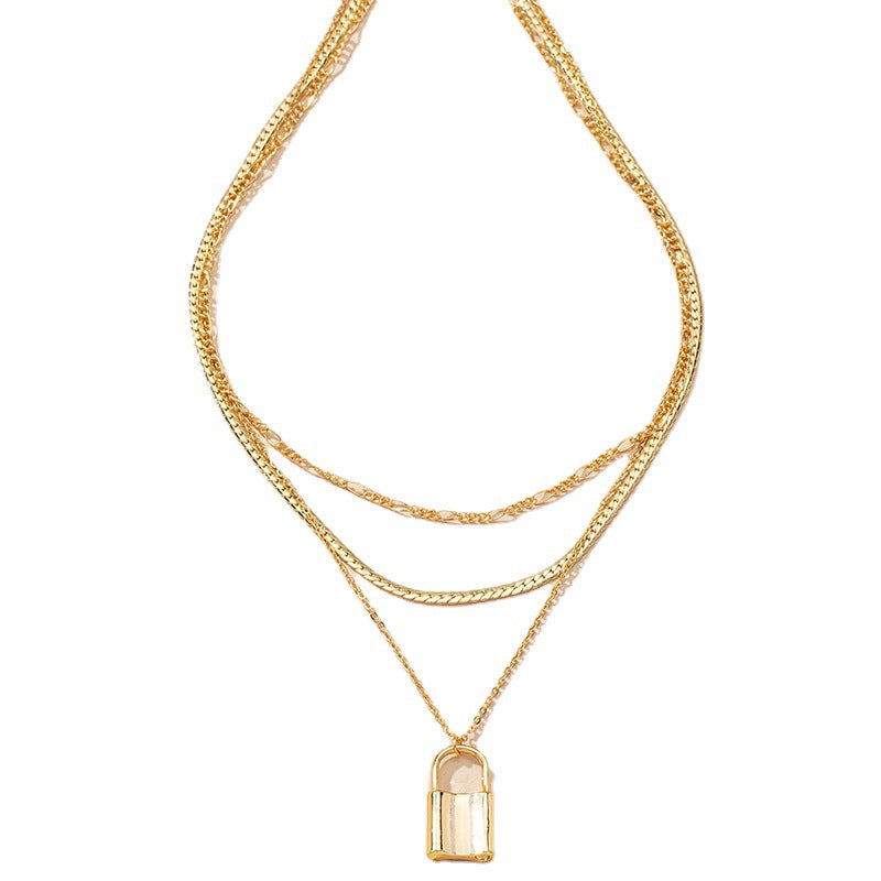 Layered Love Lock Pendant Necklace with Vintage Twist
