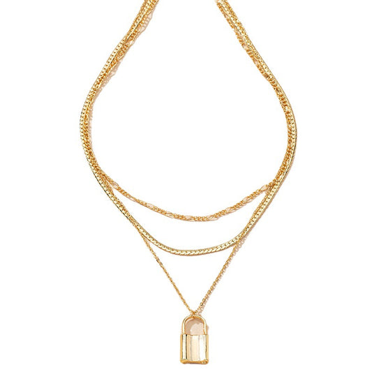 Layered Love Lock Pendant Necklace with Vintage Twist